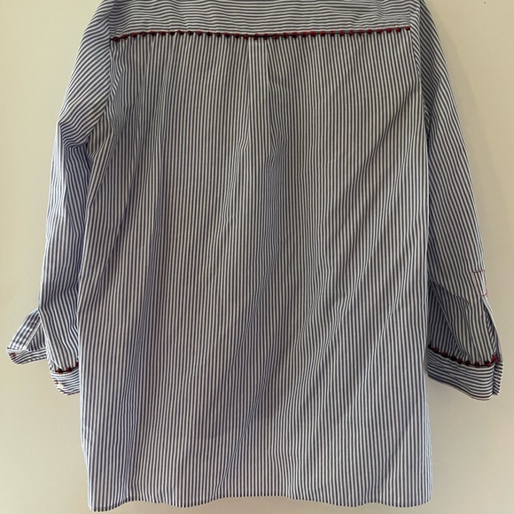 Zara. Blue stripped button down, with red trimming. Worn only a few times. - Picture 2 of 2